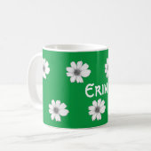 Floral Custom Name Irish Green Koffiemok (Voorkant links)
