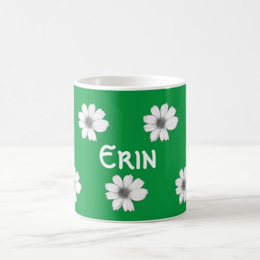 Floral Custom Name Irish Green Koffiemok (Center)