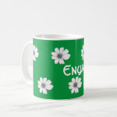Floral Custom Name Irish Green Koffiemok (Voorkant links)