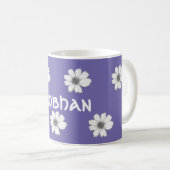 Floral Custom Name Paars Koffiemok (Voorkant rechts)