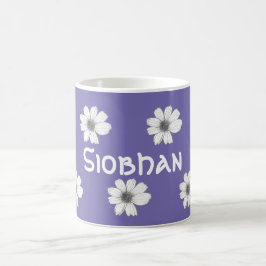 Floral Custom Name Paars Koffiemok