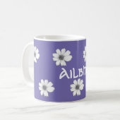 Floral Custom Name Paars Koffiemok (Voorkant links)