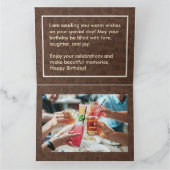 Floral Custom Name Photo Brown Birthday Gift Kaart (Binnen)