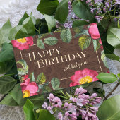 Floral Custom Name Photo Brown Birthday Gift Kaart