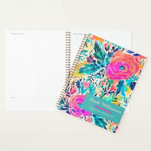 Floral Custom Name Planner voor Werk, School (Display)