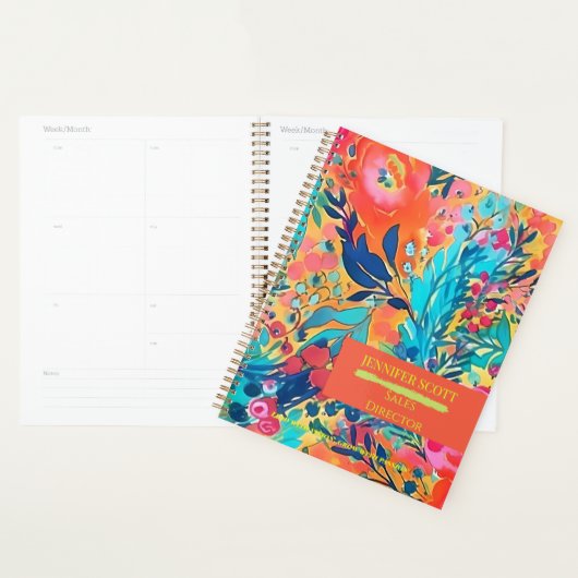 Floral Custom Name Planner voor Werk, School (Display)
