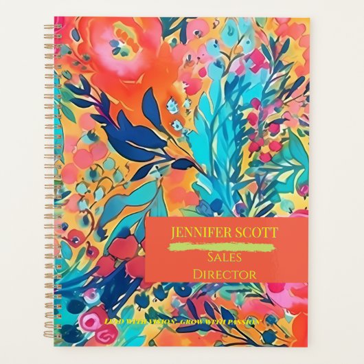 Floral Custom Name Planner voor Werk, School (Voorkant)