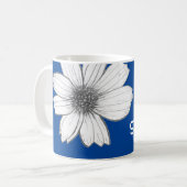 Floral Custom Name Royal Blue Koffiemok (Voorkant links)