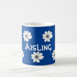 Floral Custom Name Royal Blue Koffiemok