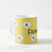 Floral Custom Name Yellow Mustard Koffiemok (Voorkant links)