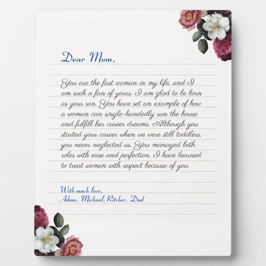 Floral Custom Notitieboek handgeschreven liefdesbr Fotoplaat (Voorkant)