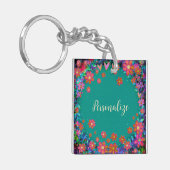  Floral Custom One Word Inspirativiteit Sleutelhanger (Voorkant Links)