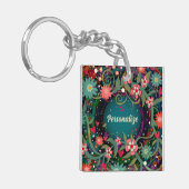 Floral Custom One Word Inspirativiteit Sleutelhanger (Voorkant Links)