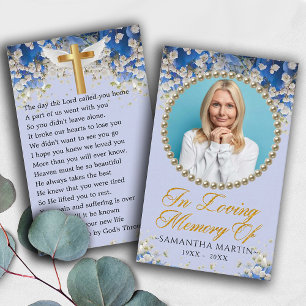 Floral Custom Photo Funeral Prayer Kaart Visitekaartje