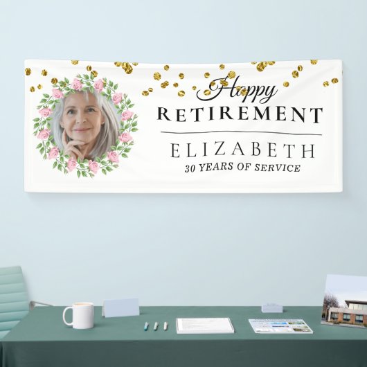 Floral Custom Photo Retirement Party Banner (Beurs)