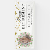 Floral Custom Photo Retirement Party Banner (Verticaal)