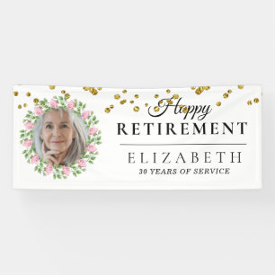 Floral Custom Photo Retirement Party Banner
