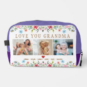 Floral Custom Text Monogram Familie Foto Dopp Kit Toilettasje (Voorkant)