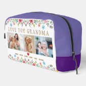 Floral Custom Text Monogram Familie Foto Dopp Kit Toilettasje (Rechterhoek)