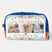 Floral Custom Text Monogram Familie Foto Dopp Kit Toilettasje (Voorkant)