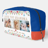 Floral Custom Text Monogram Familie Foto Dopp Kit Toilettasje (Rechterhoek)