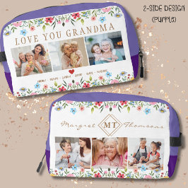 Floral Custom Text Monogram Familie Foto Dopp Kit Toilettasje