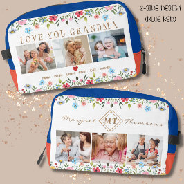 Floral Custom Text Monogram Familie Foto Dopp Kit Toilettasje