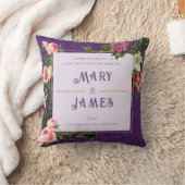 Floral Custom Text Wedding Jubileum Gift Violet Kussen (Deken)