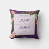 Floral Custom Text Wedding Jubileum Gift Violet Kussen (Voorkant)