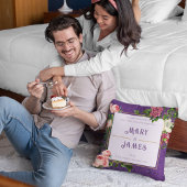 Floral Custom Text Wedding Jubileum Gift Violet Kussen