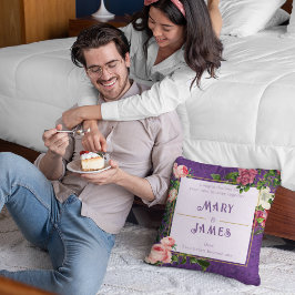 Floral Custom Text Wedding Jubileum Gift Violet Kussen