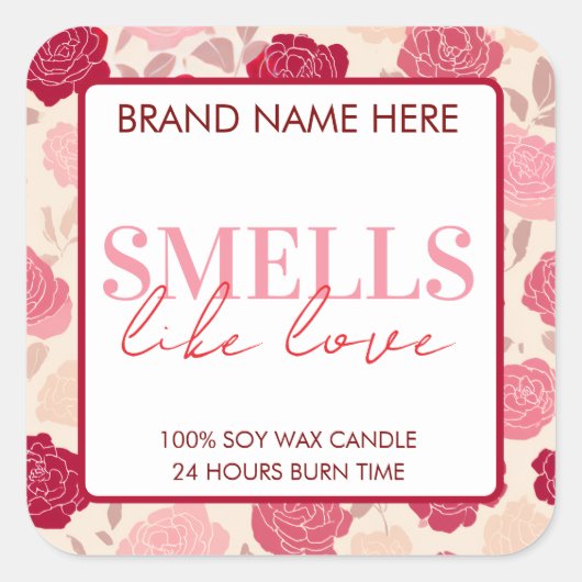 Floral Custom Valentine's Day Candle Label (Voorkant)