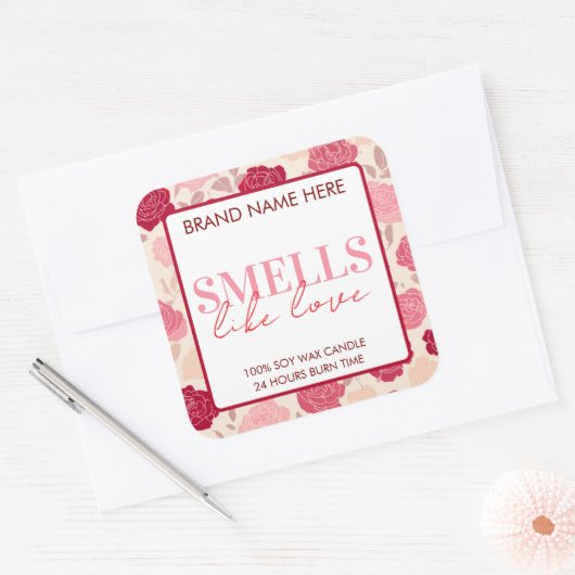 Floral Custom Valentine's Day Candle Label (Envelop)