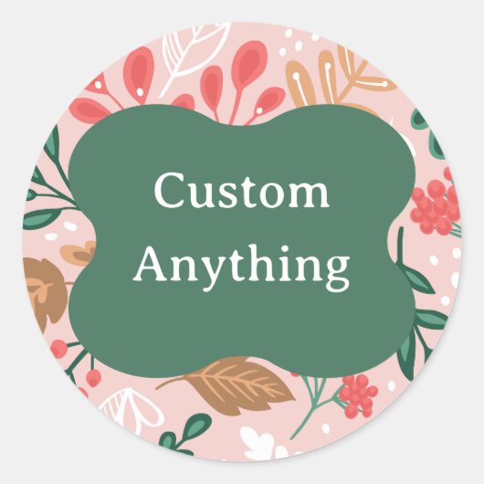 Floral Customizable Ronde Sticker (Voorkant)