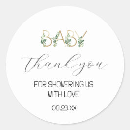 Floral Cute Baby shower Dank u wel Ronde Sticker