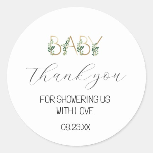 Floral Cute Baby shower Dank u wel Ronde Sticker (Voorkant)