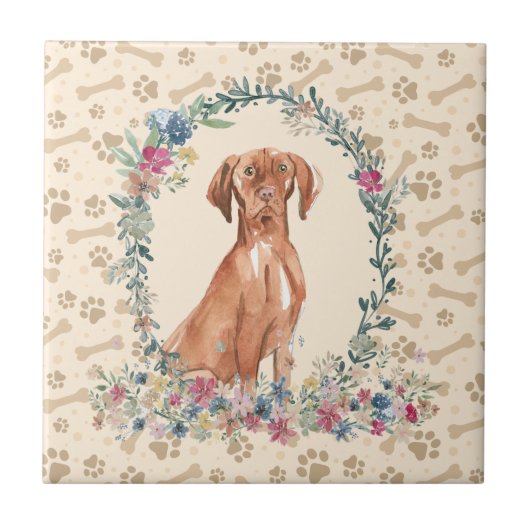 Floral Cute beige Tegeltje (Voorkant)