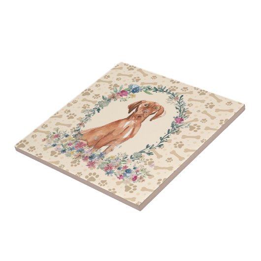 Floral Cute beige Tegeltje (Zijkant)