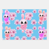 Floral cute pink rabbit easter inpakpapier vel (Voorkant 3)