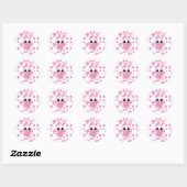 Floral cute pink rabbit easter ronde sticker (Vel)