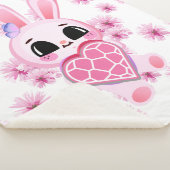 Floral cute pink rabbit easter sherpa deken (3/4)