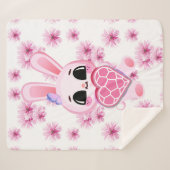 Floral cute pink rabbit easter sherpa deken (Voorkant (horizontaal))
