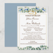 FLORAL CYAN BLUE NUESTRA BODA KAART (Voorkant / Achterkant)