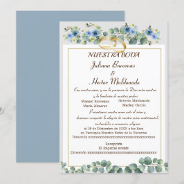 FLORAL CYAN BLUE NUESTRA BODA KAART