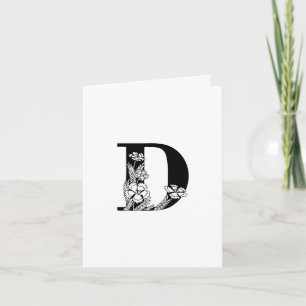 Floral D Monogram op wit Notitiekaartje