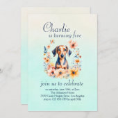 Floral Dachshund Hond Verjaardag Kaart (Voorkant / Achterkant)