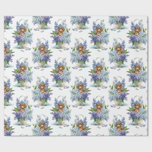 Floral Dachshund in Lilacs Cadeaupapier (Vlak)