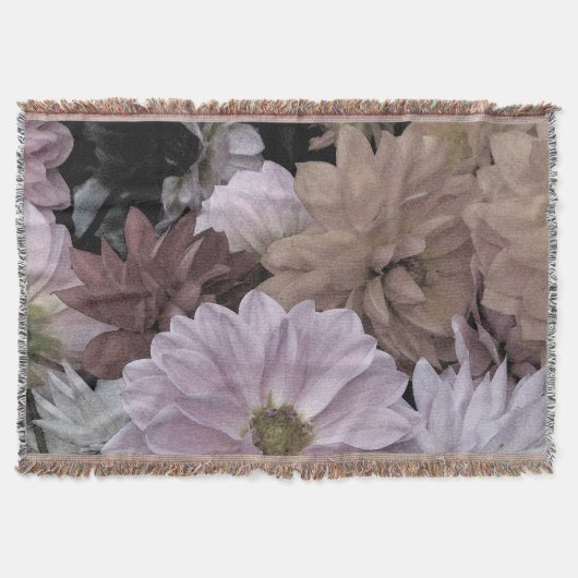 Floral Dahlia Garden Flowers Throw Blanket Deken (Voorkant)