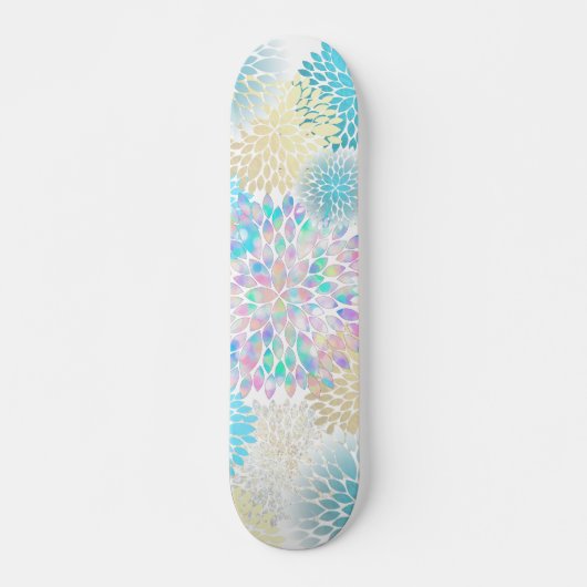 floral dahlia modern patroon persoonlijk skateboard (Voorkant)