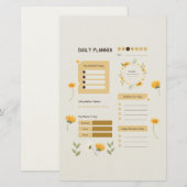 Floral Daily Planner with Sunflowers & Daisies Briefpapier (Voorkant / Achterkant)